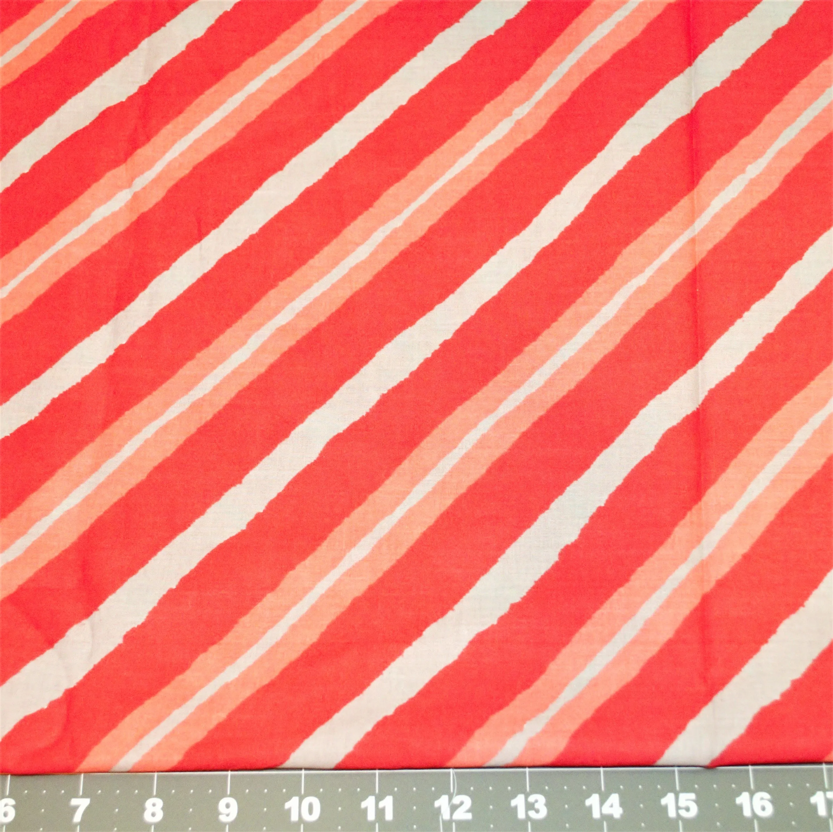 Large Red Salmon Grey Diagonal Strips