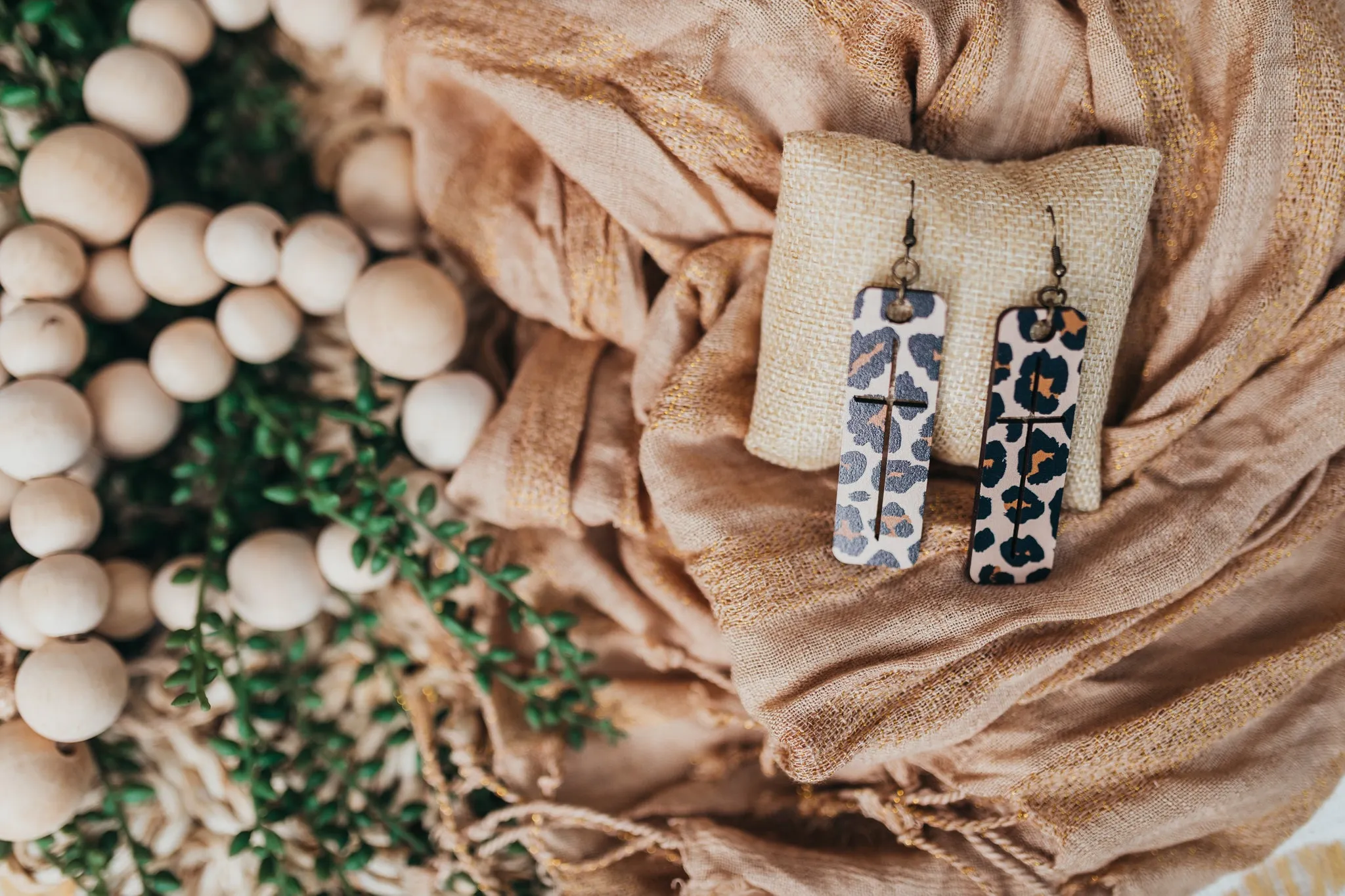 Leopard Cross Earrings