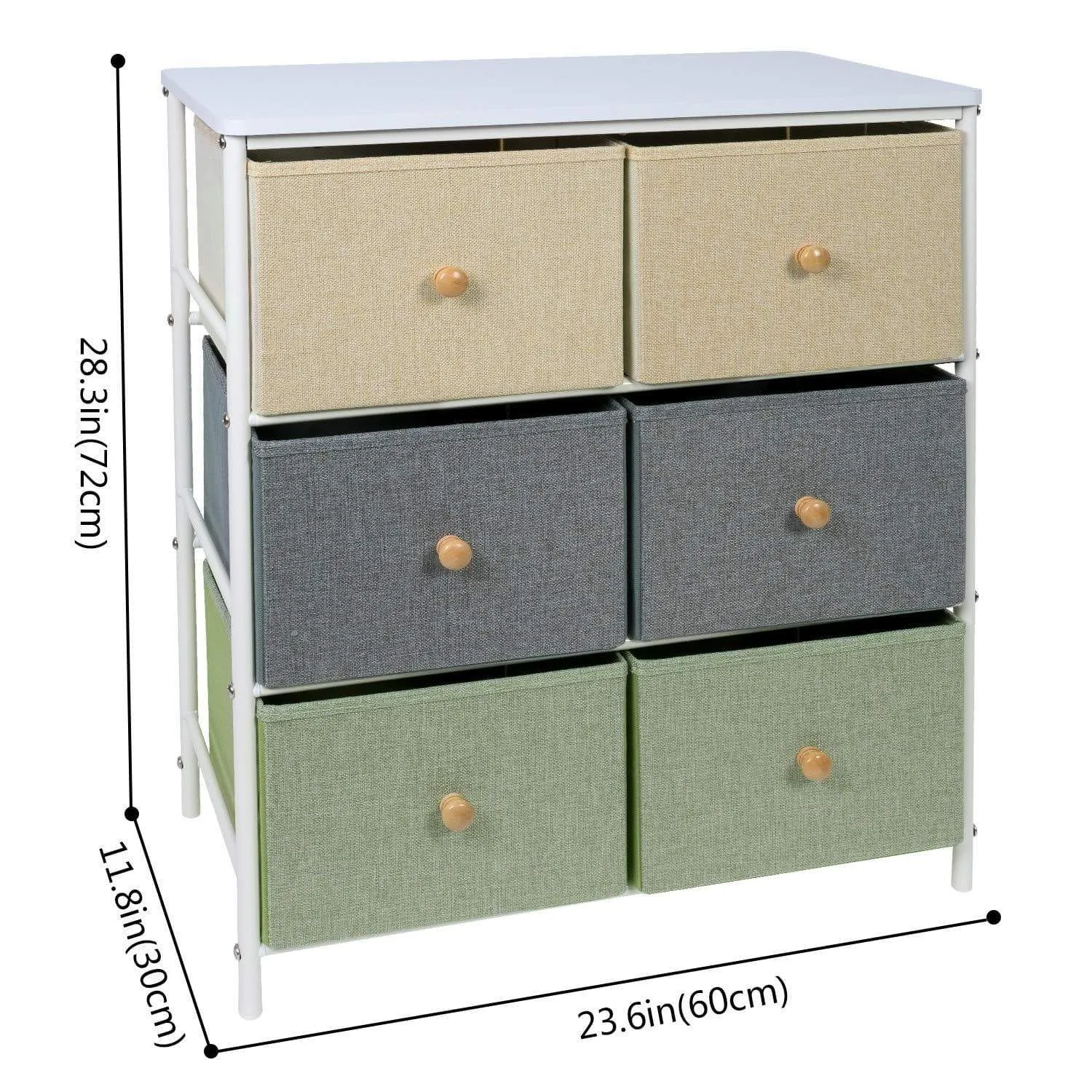 Lifewit Small Storage Drawer Unit with Metal Frame for Children, Small Clothes Organizer with Wooden Tabletop for Livingroom, Bedroom, Cabinet with 6 Easy Pull Fabric Drawers, 3-Tier