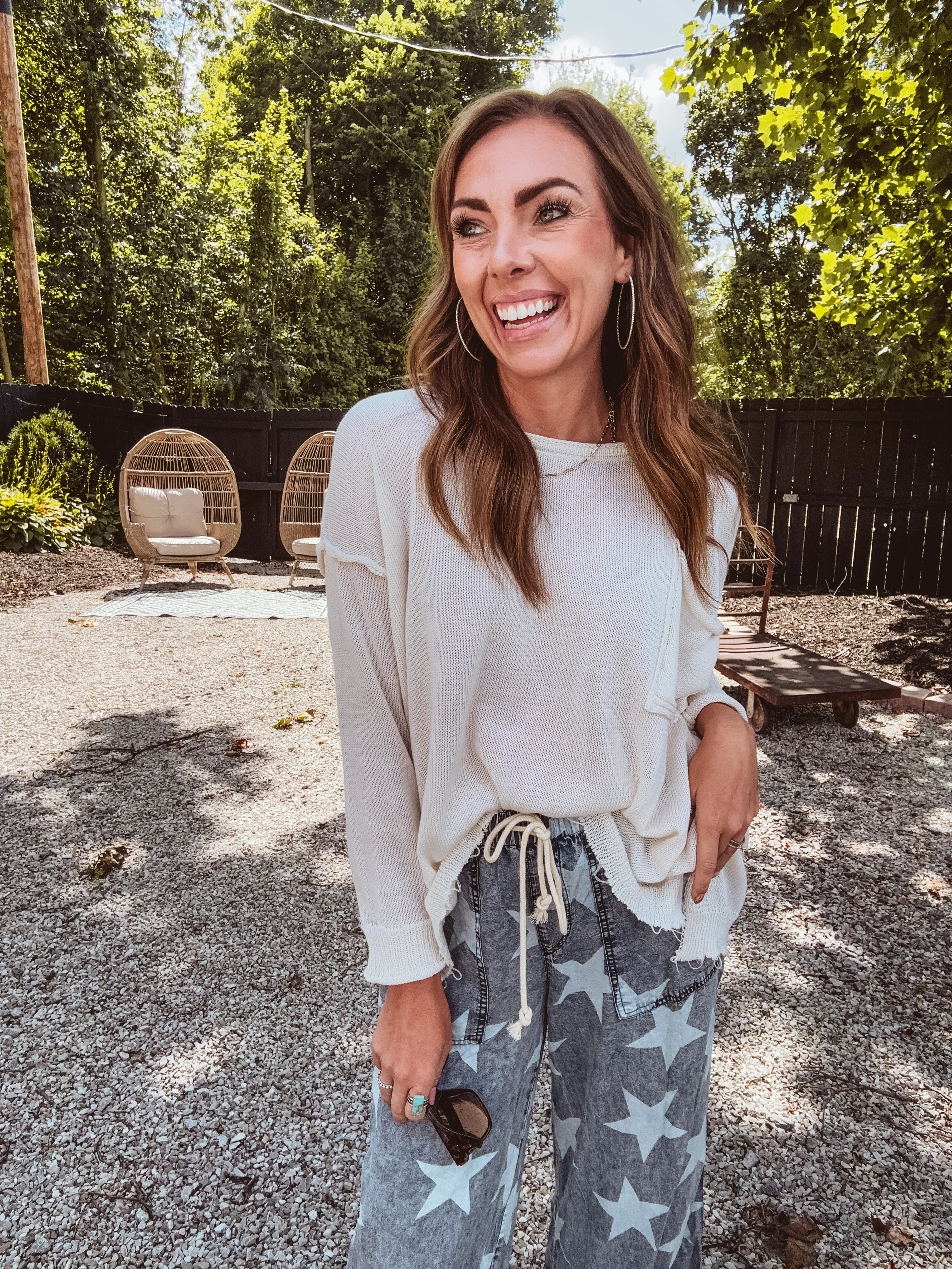 Lightweight Knit Dolman Pocket Sweater