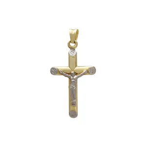 Lightweight Two-Tone Crucifix Pendant (14K)