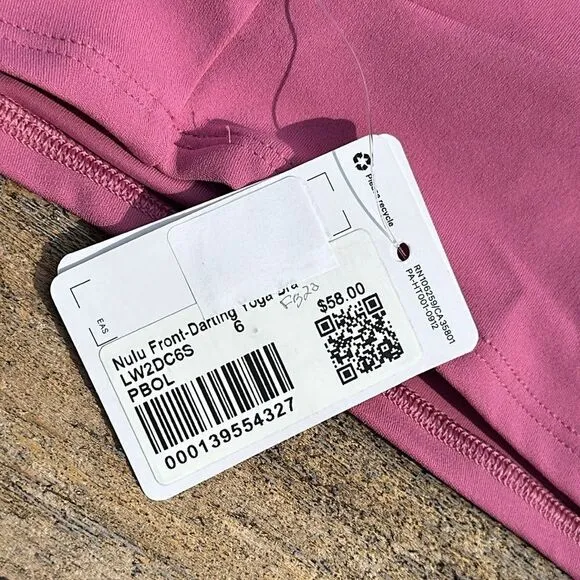 Lululemon Nulu Front-Darting Yoga Bra B/C Cup Pink Blossom size 6 NWT 🌺‎