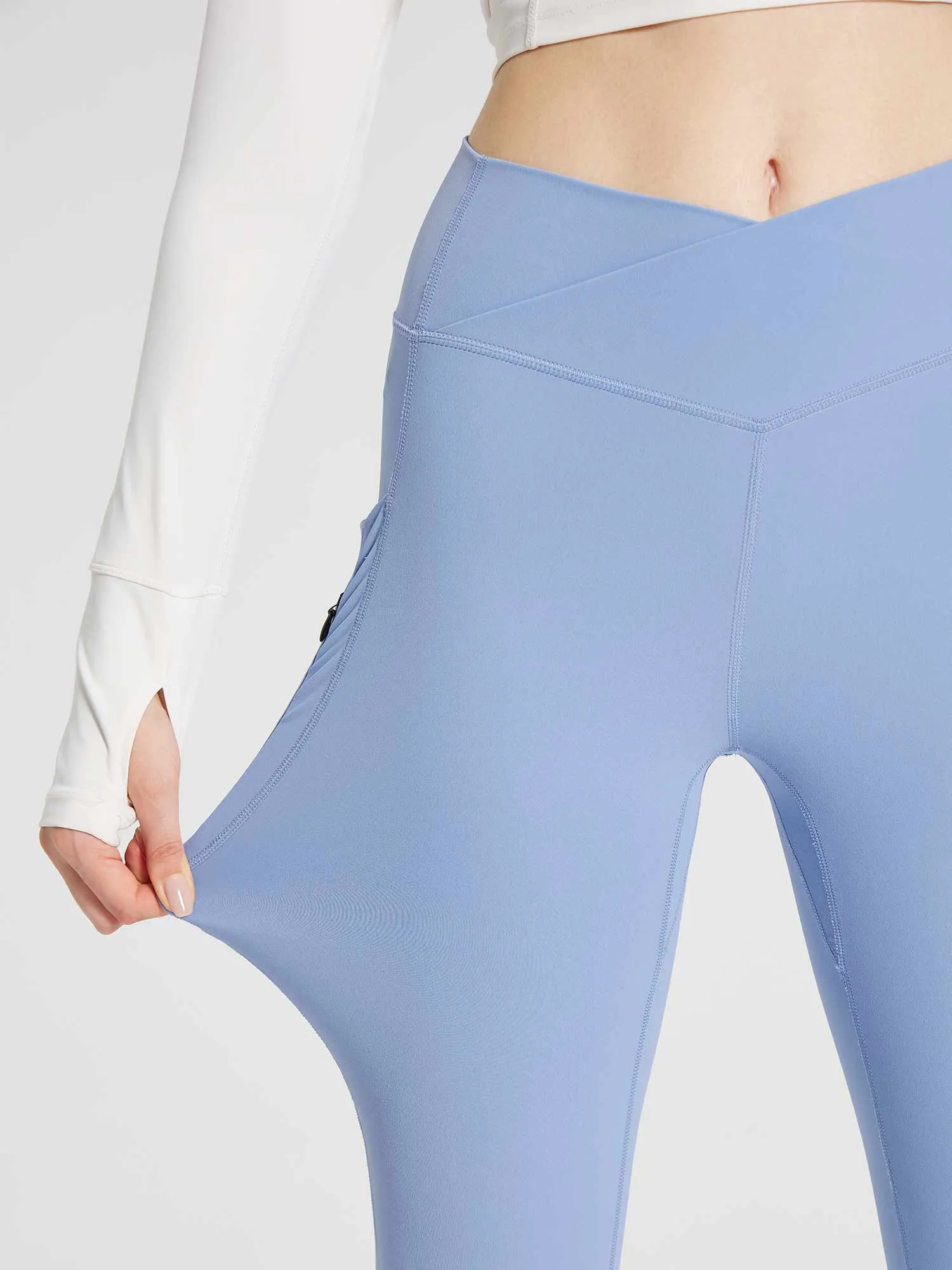 Lycra Cross-Waist Zippered Flared Pants