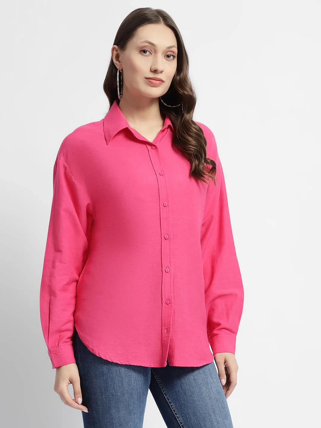 Madame Cotton Blend Pink Shirt