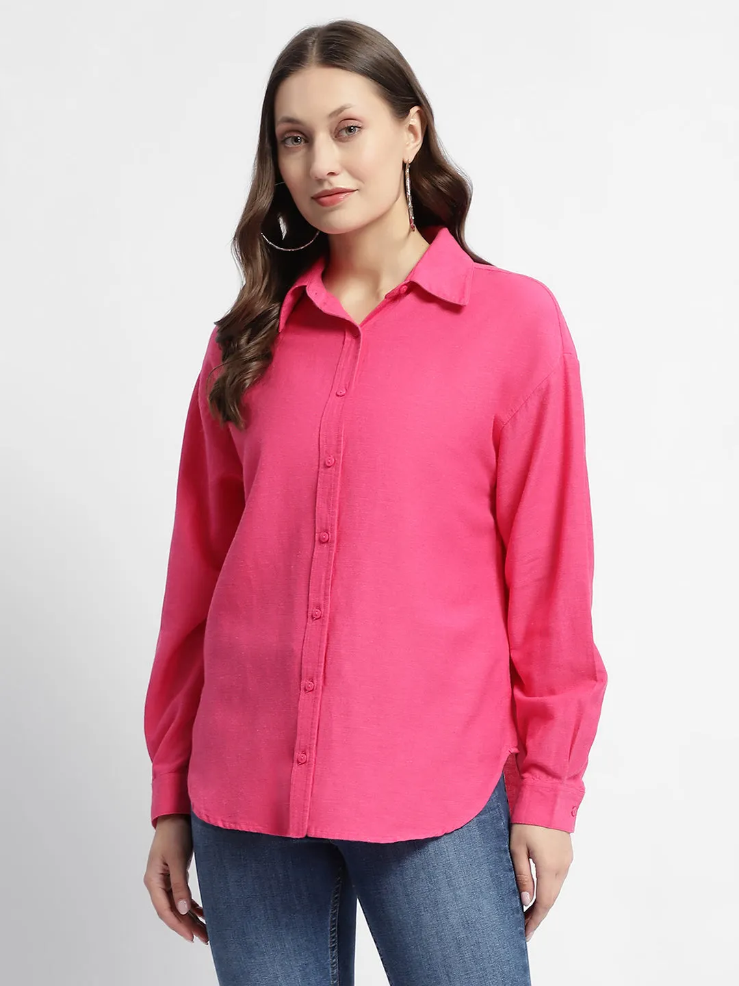 Madame Cotton Blend Pink Shirt
