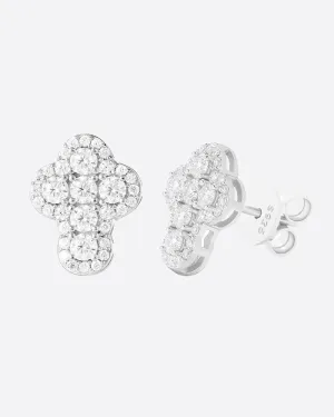 MOISSANITE CLOUD CROSS STUDS.