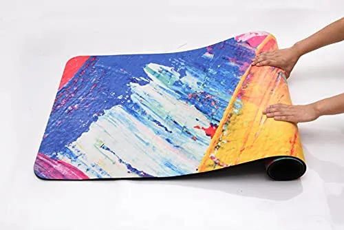 MOOR Premium Design Suede 72 x 24 Inch 6mm Pastel Print Yoga Mat Non Slip High Density Anti-Tear Fitness Exercise Floor Pilates Workout