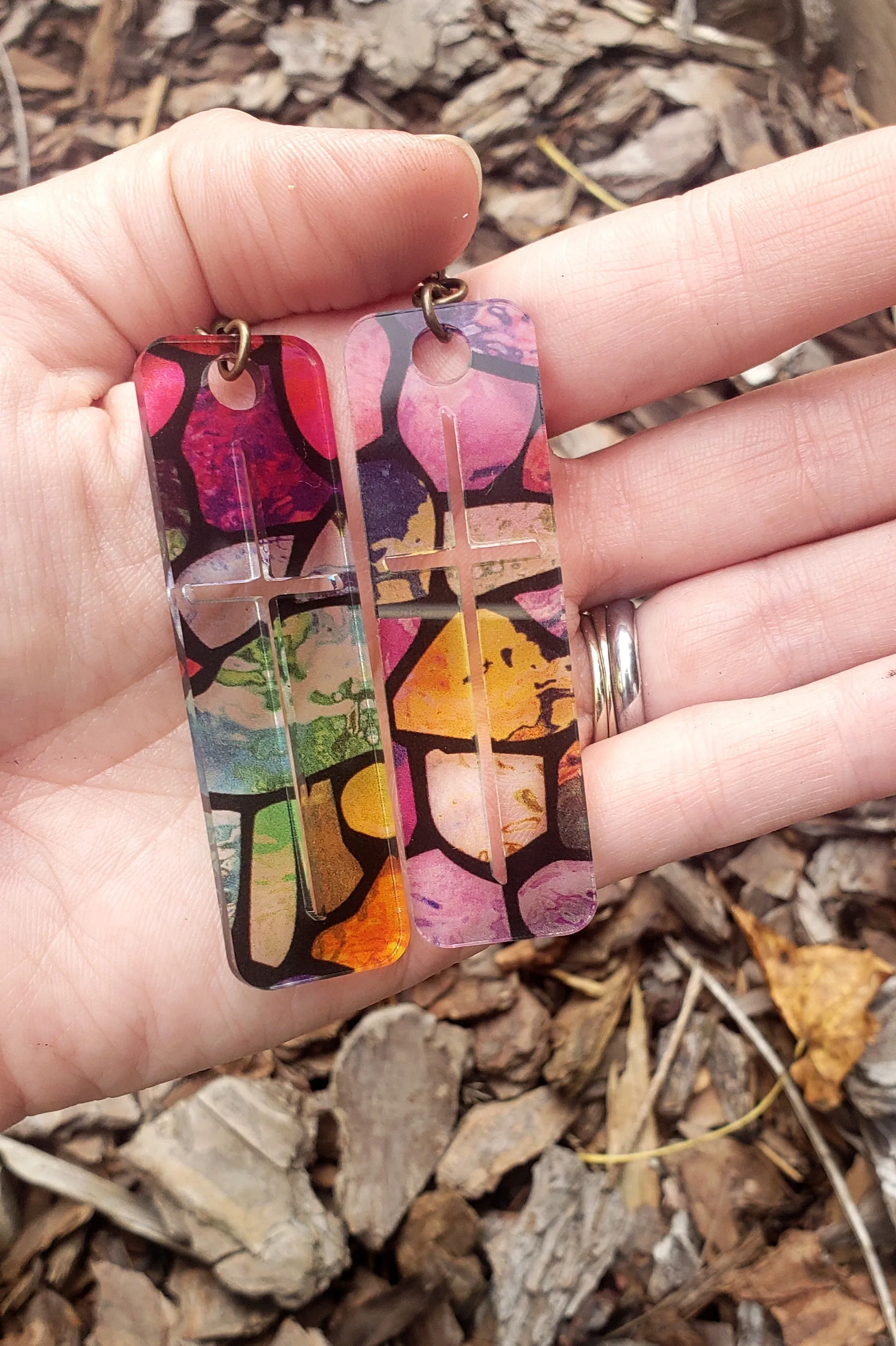 Mosaic Cross Earrings