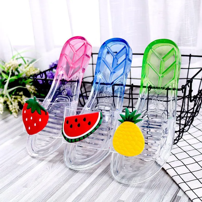 New Summer Fruit Ladies Slipper Crystal Shoes Non-slip Beach Shoes Flat with Casual