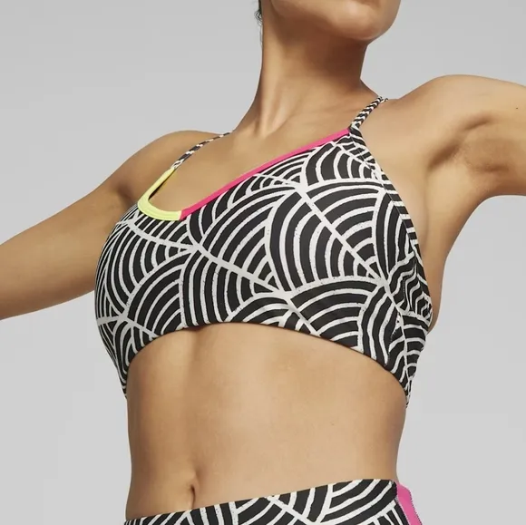 NWT PUMA x lemlem Black Patterned Low Impact Sports Bra S