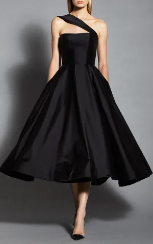 One Shoulder Designer Satin Short Wedding Dress,Wedding Reception Dress,Tea Length Little Black Dress