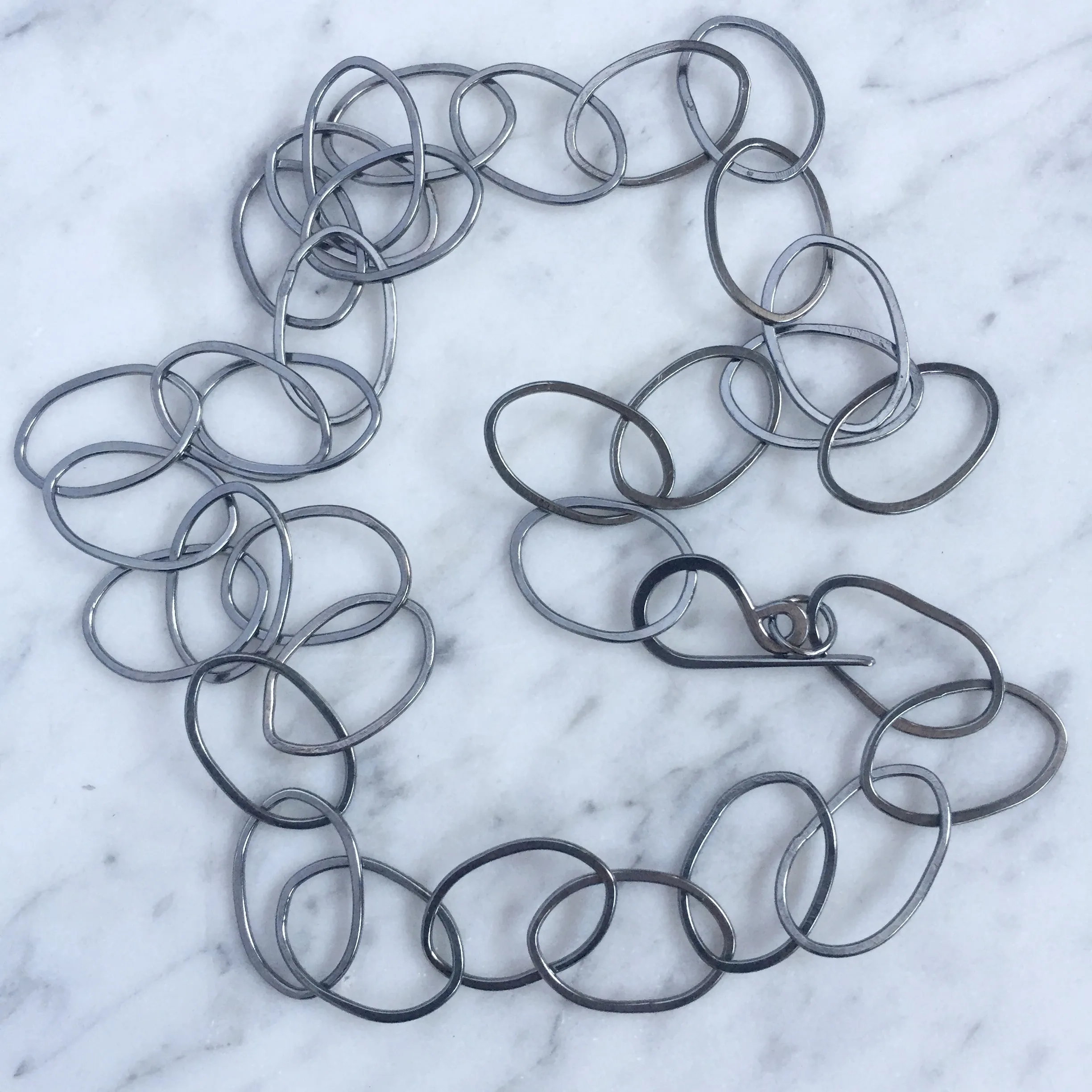 Organic oval handmade chain necklace