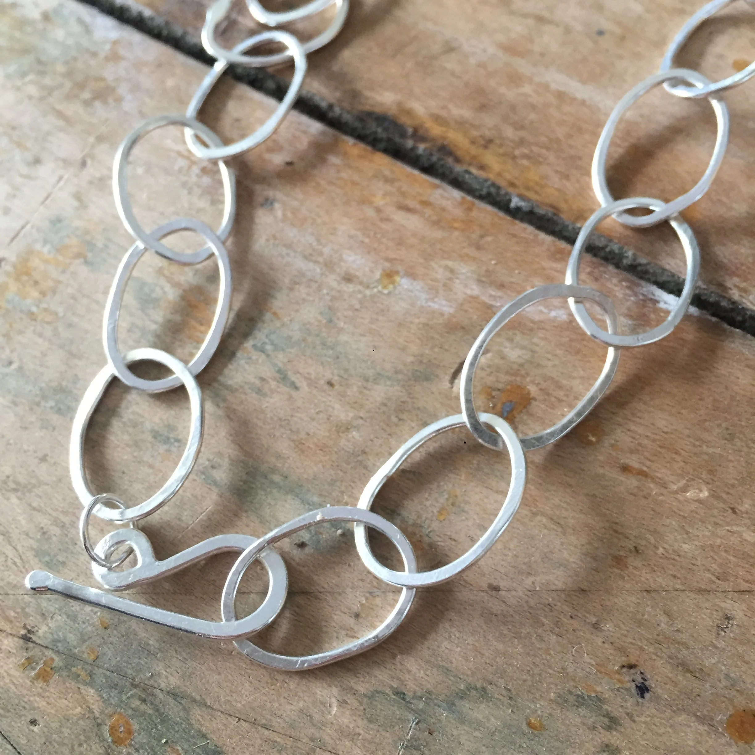 Organic oval handmade chain necklace