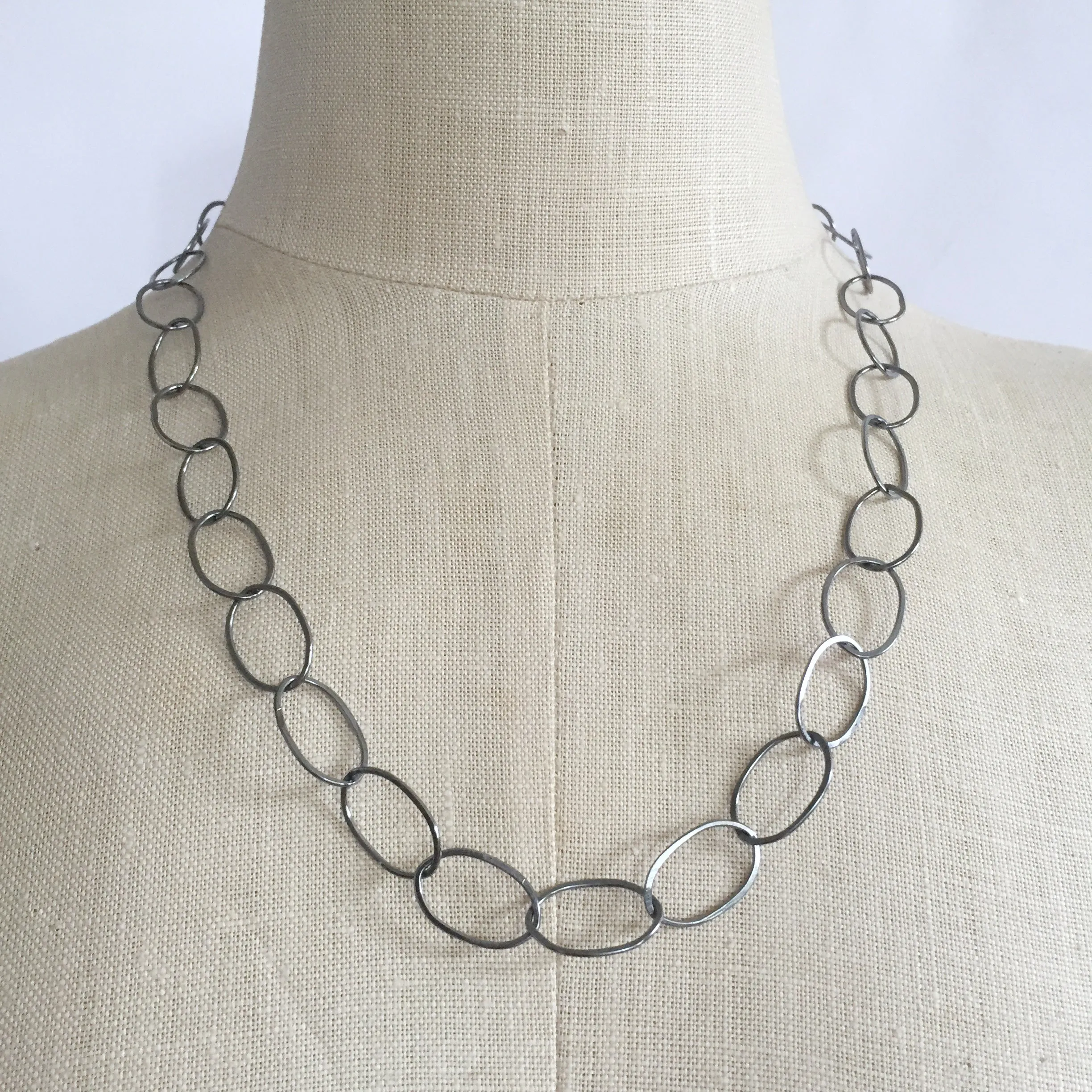 Organic oval handmade chain necklace