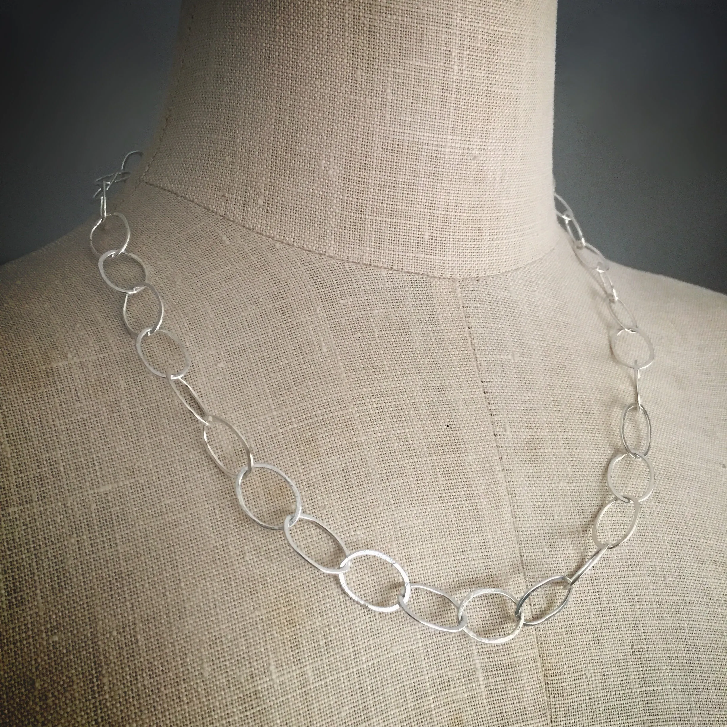Organic oval handmade chain necklace
