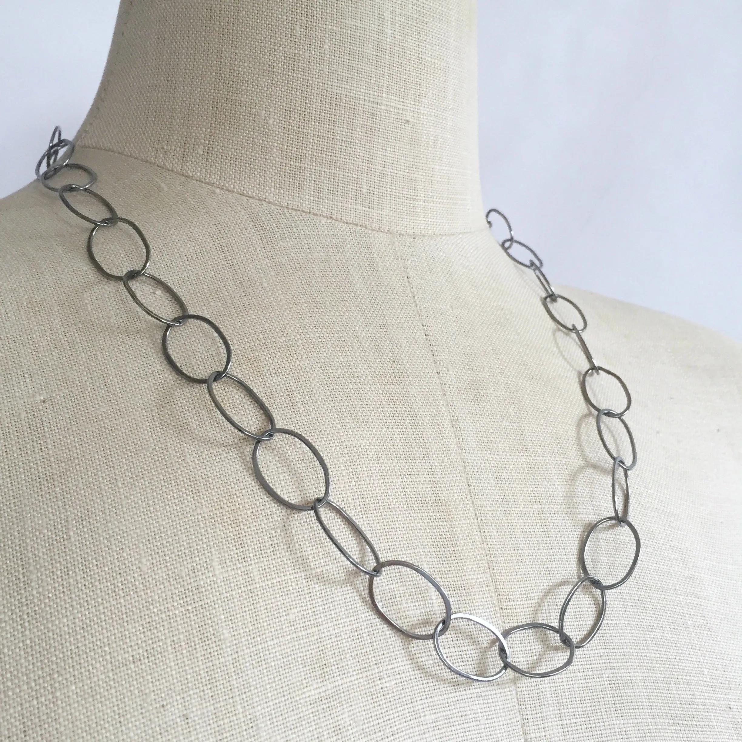 Organic oval handmade chain necklace