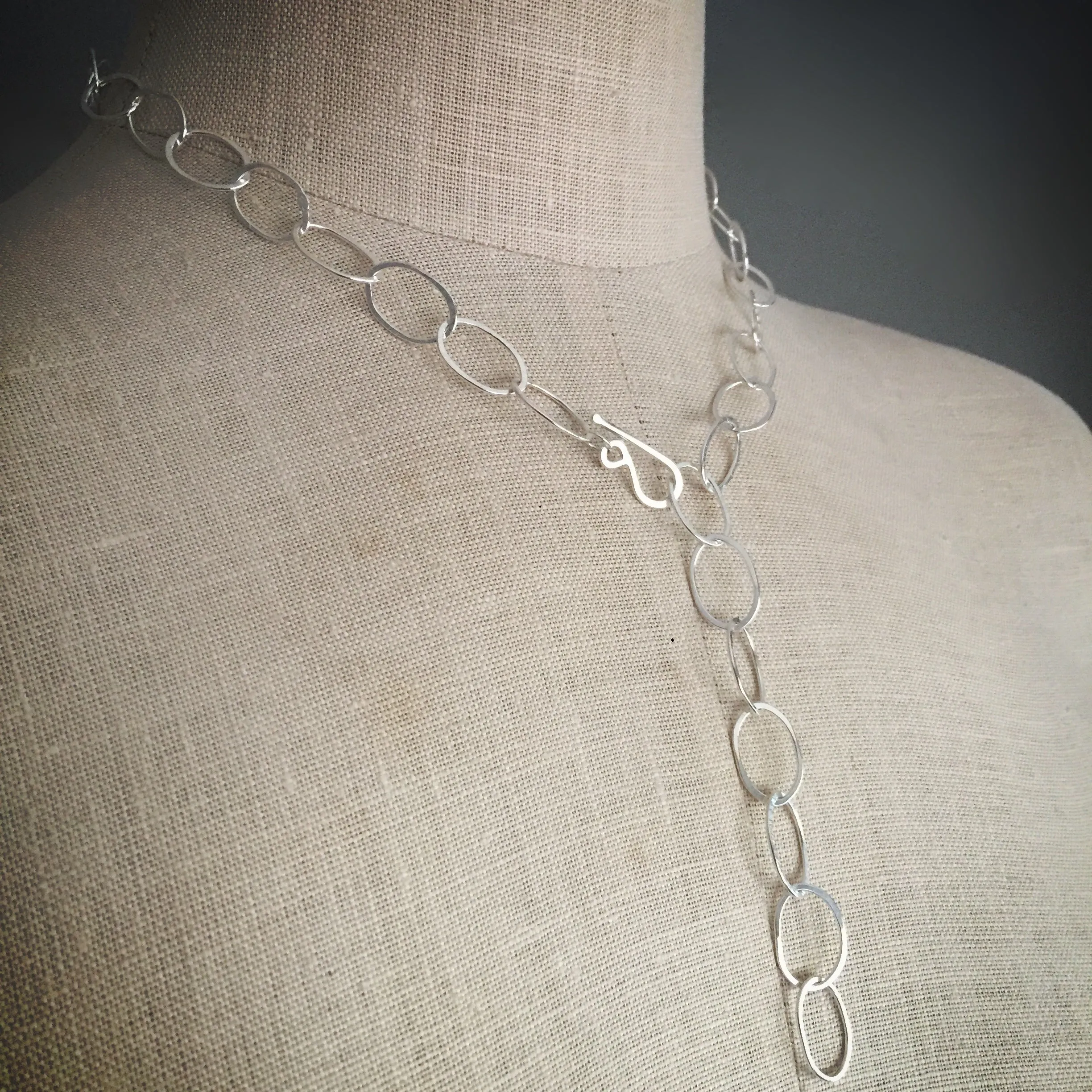 Organic oval handmade chain necklace