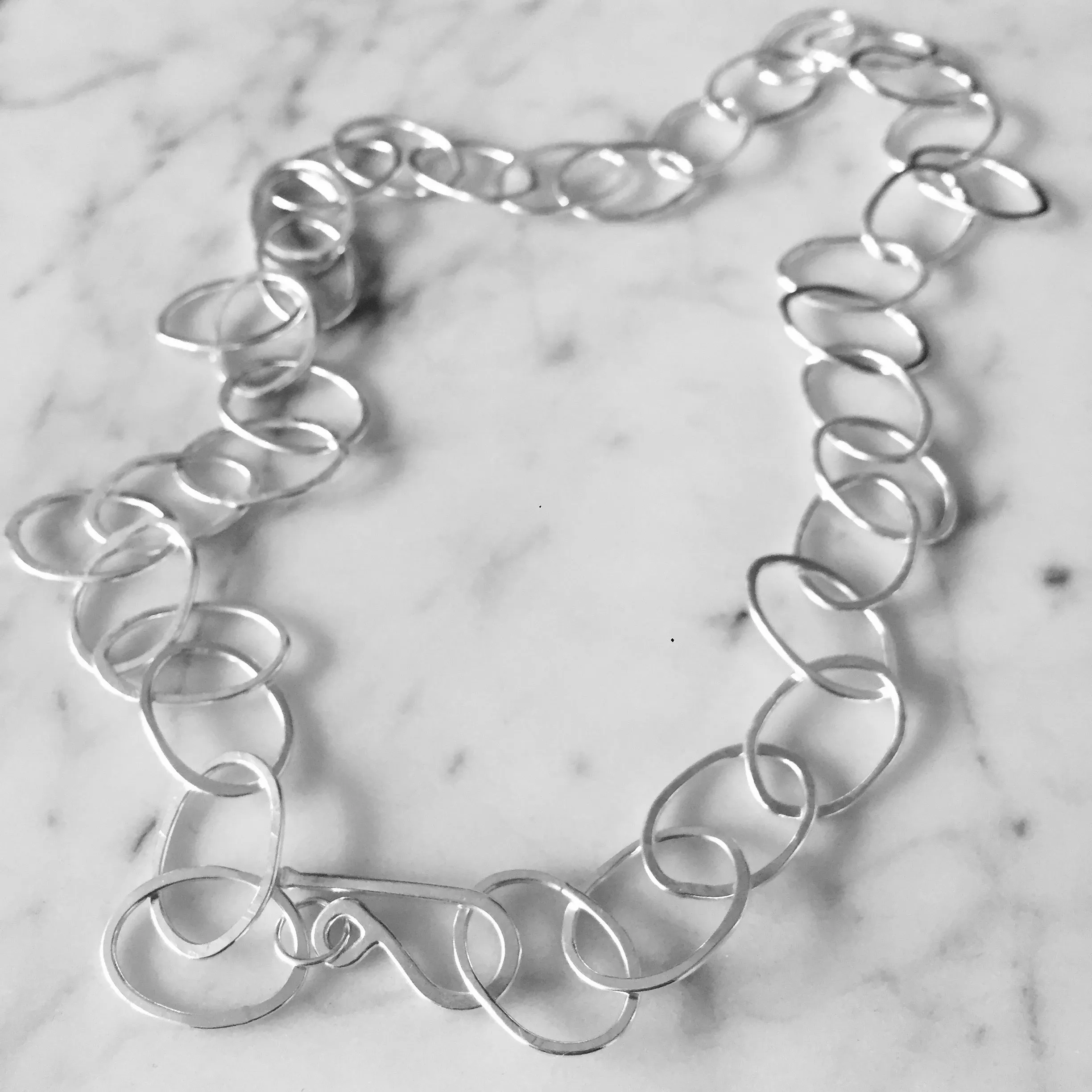 Organic oval handmade chain necklace