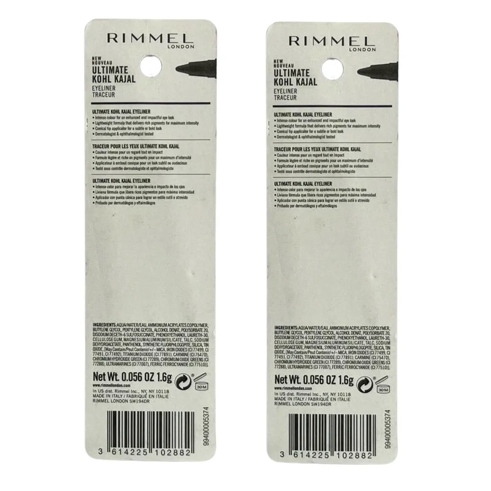 Pack of 2 Rimmel London Ultimate Kohl Kajal Waterproof Eyeliner, Smoked Emerald 003