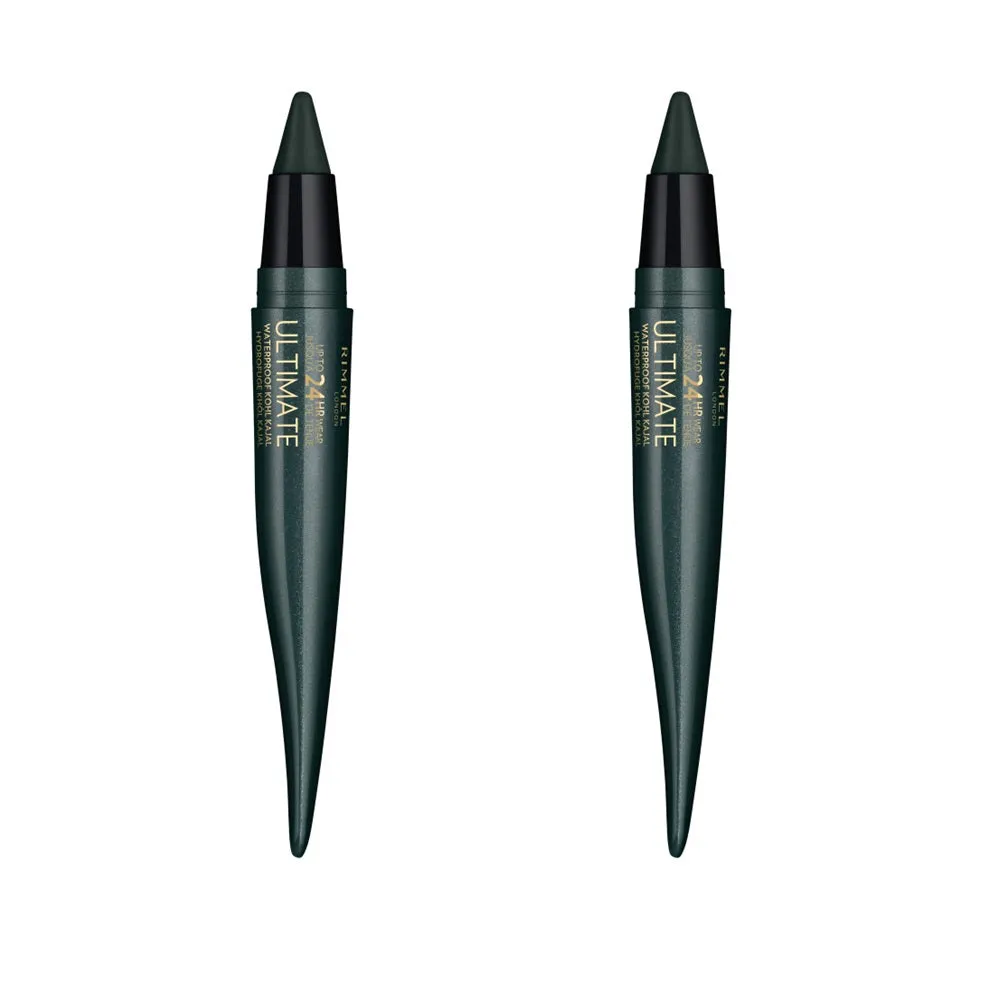Pack of 2 Rimmel London Ultimate Kohl Kajal Waterproof Eyeliner, Smoked Emerald 003