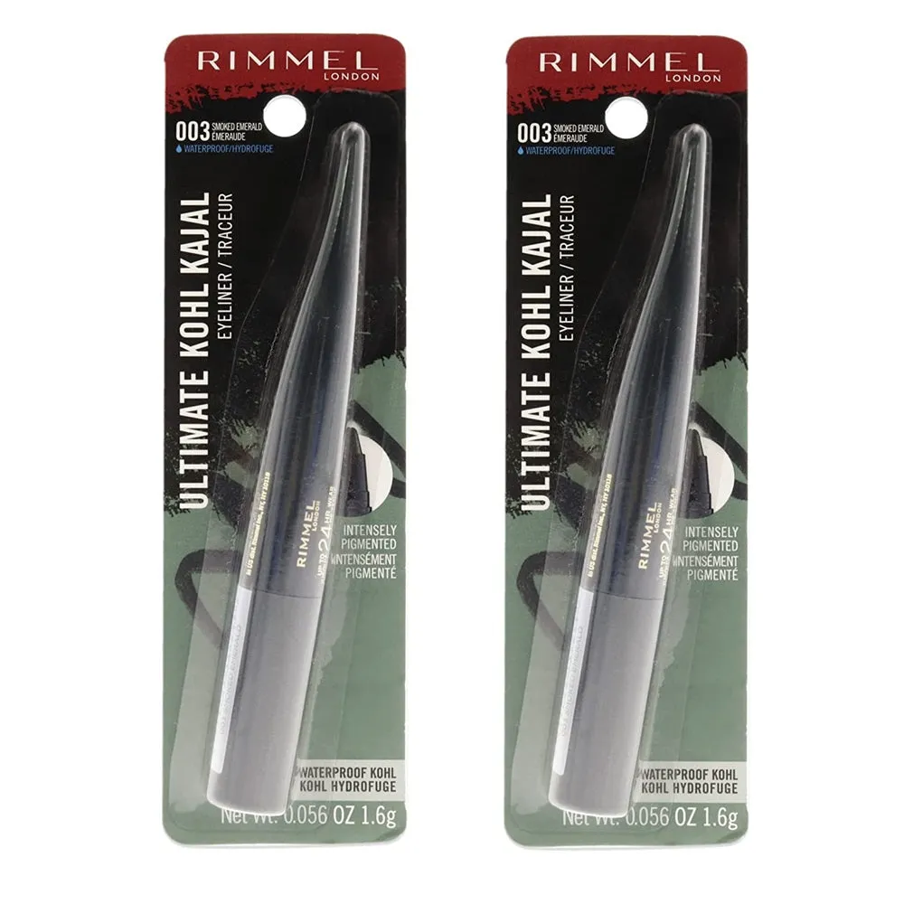 Pack of 2 Rimmel London Ultimate Kohl Kajal Waterproof Eyeliner, Smoked Emerald 003