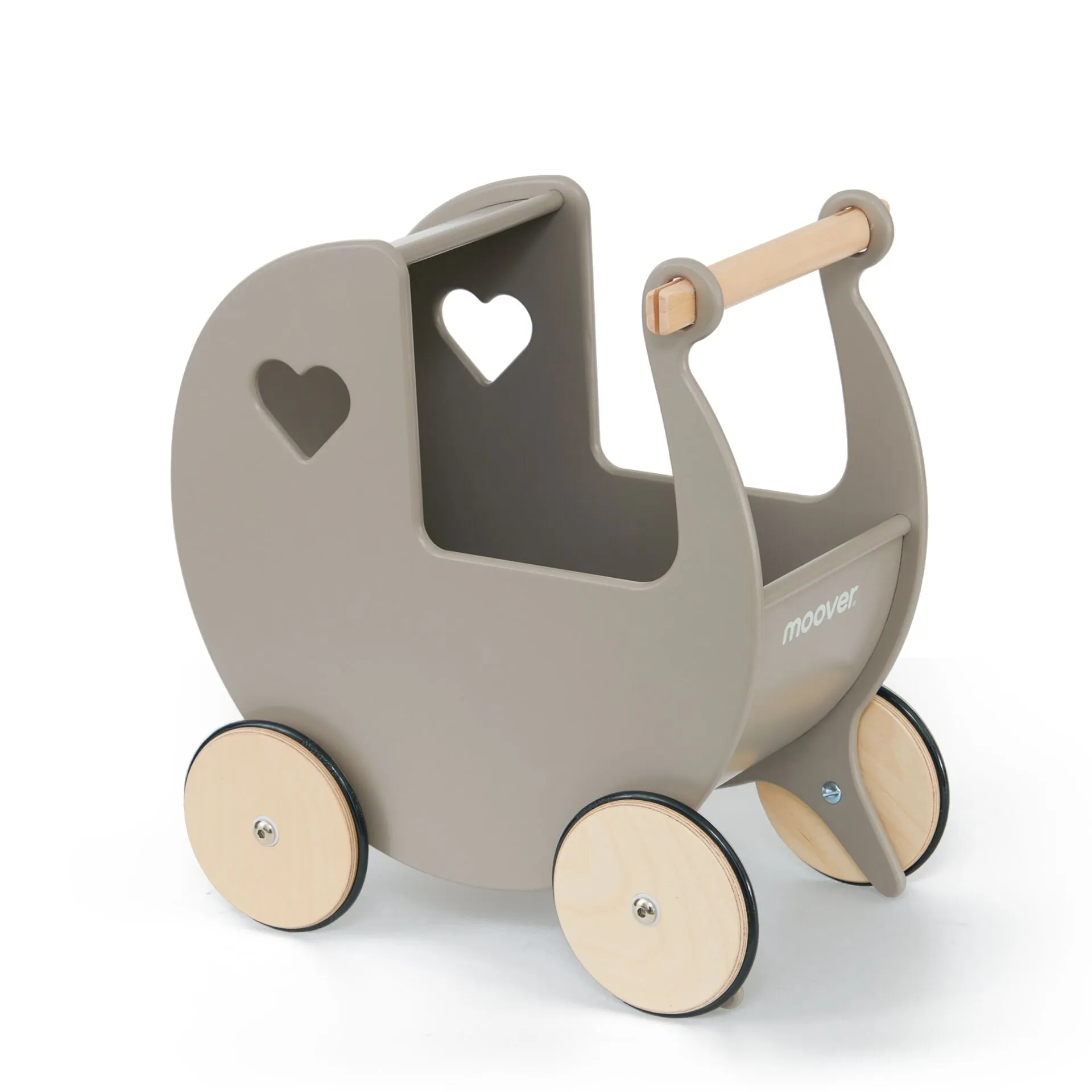Personalised Wooden Dolls Pram - Coral Pink, Grey, Off White, Red or White