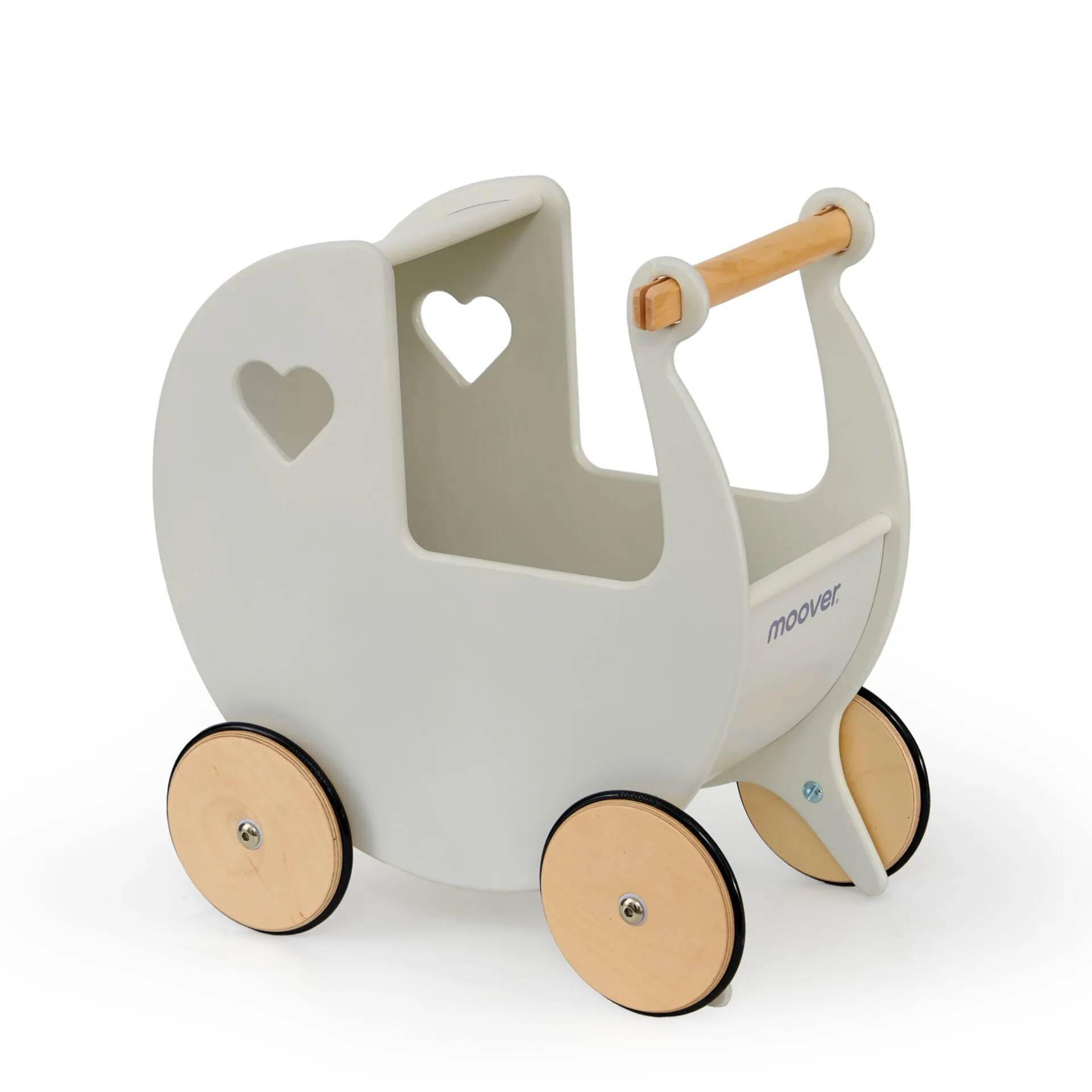 Personalised Wooden Dolls Pram - Coral Pink, Grey, Off White, Red or White
