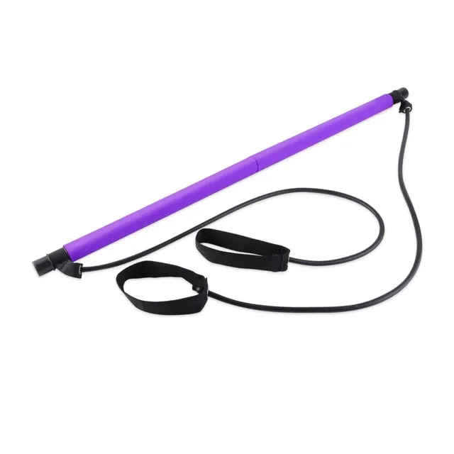 Pilates Exercise Stick Fitness Resistance Bands Rope Puller Home Yoga Gym