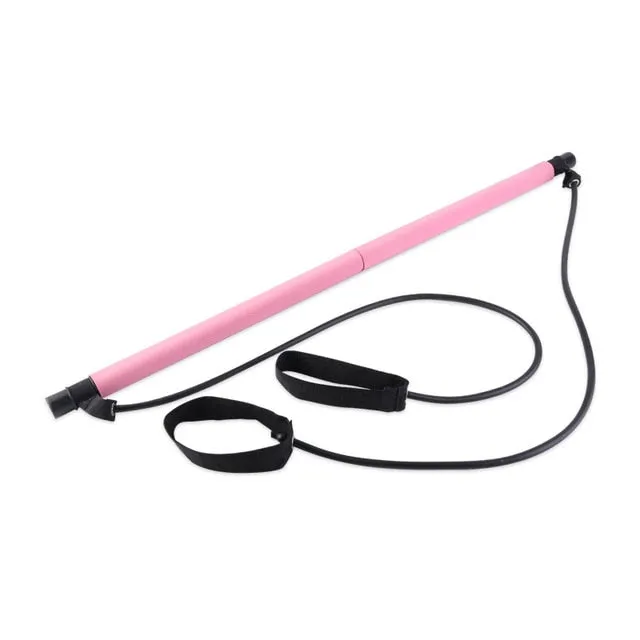 Pilates Exercise Stick Fitness Resistance Bands Rope Puller Home Yoga Gym