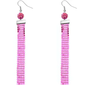 Pink Sparkle Mesh Fireball Dangle Earrings
