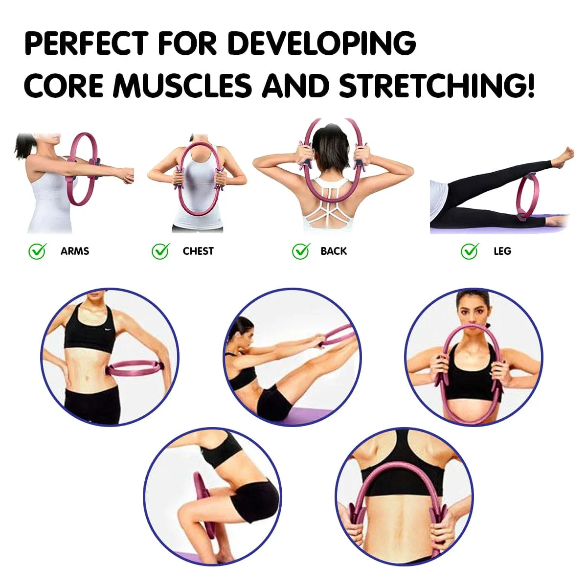 Powertrain Pilates Ring Band Yoga Home Workout Exercise Band Pink - ONLINE ONLY