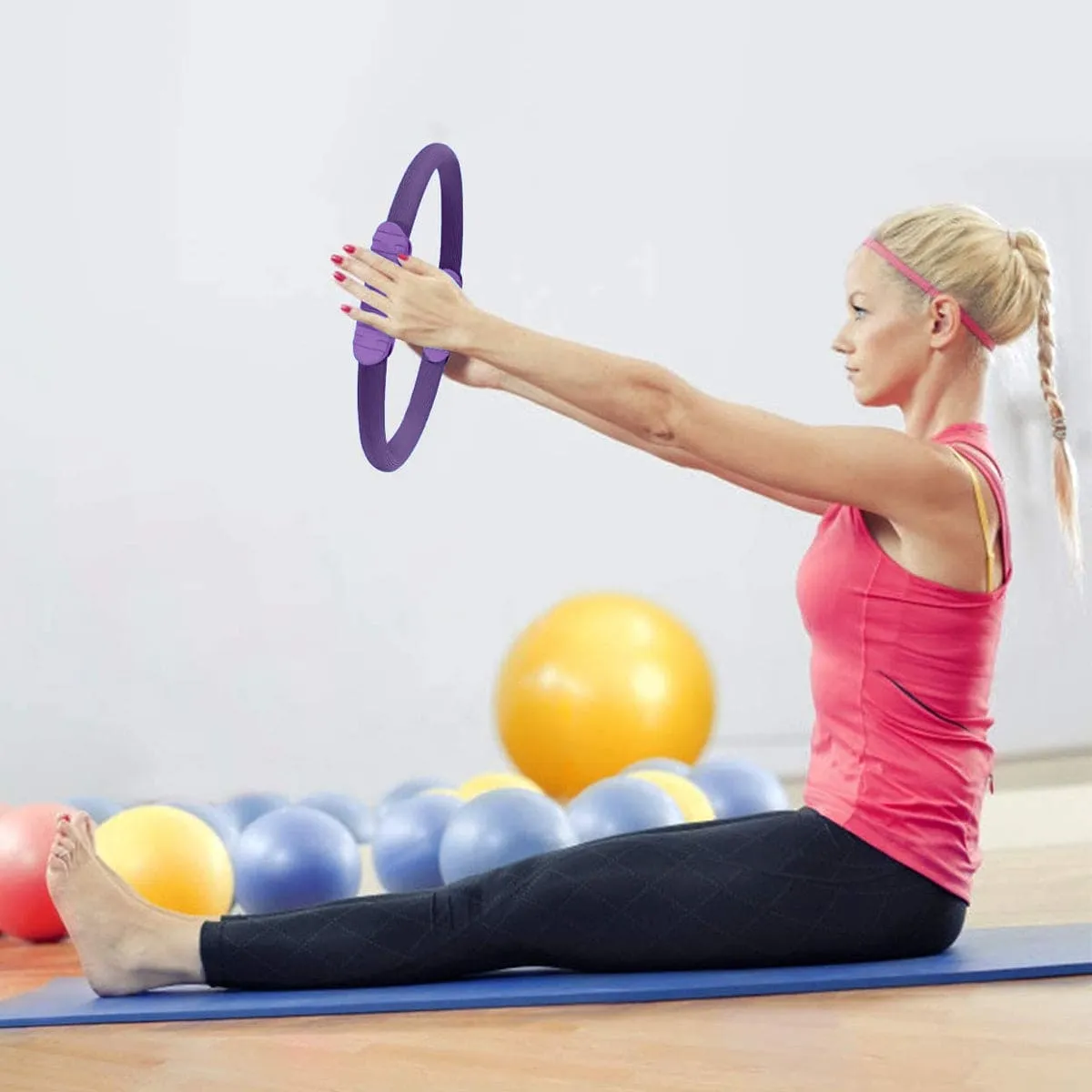 Powertrain Pilates Ring Band Yoga Home Workout Exercise Band Purple - ONLINE ONLY