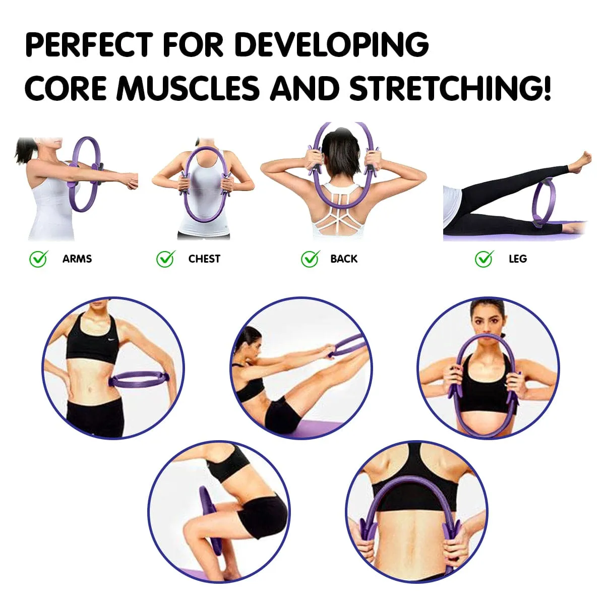 Powertrain Pilates Ring Band Yoga Home Workout Exercise Band Purple - ONLINE ONLY