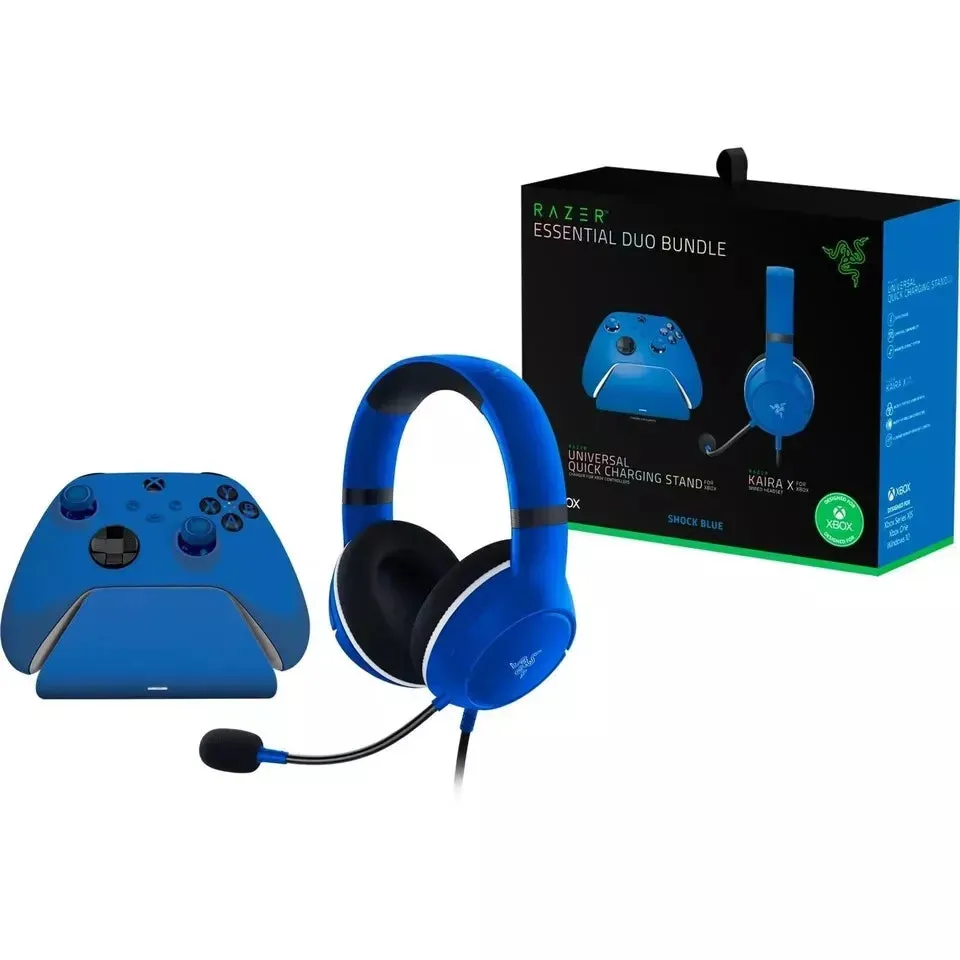Razer Essential Duo Bundle for Xbox - Kaira X Wired Headset & Universal Quick Charging Stand for Xbox Controllers (Controller sold separately)