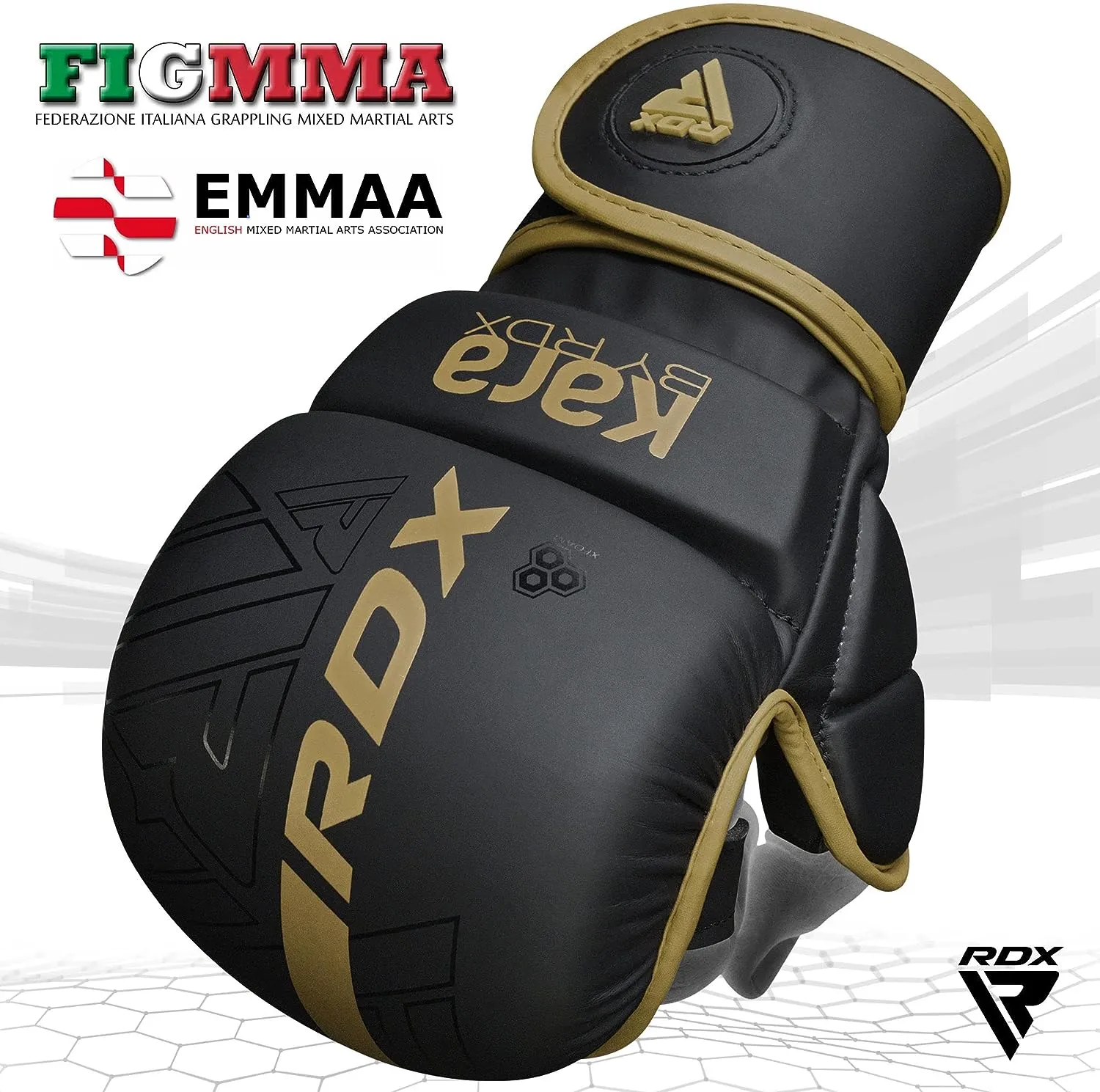 RDX F6 KARA SHOOTER GOLDEN MMA GRAPPLING GLOVES WITH BEST KNUCKLE PROTECTION