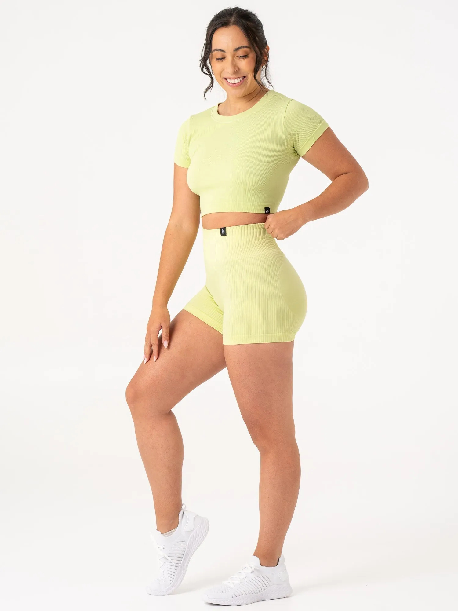 Rib Scrunch Seamless Shorts - Lime
