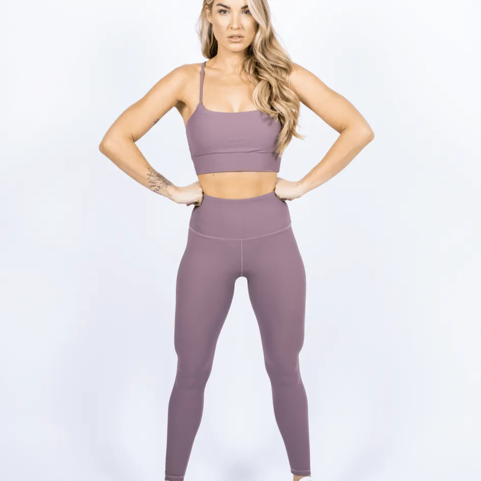 Ribbed Leggings - Berry