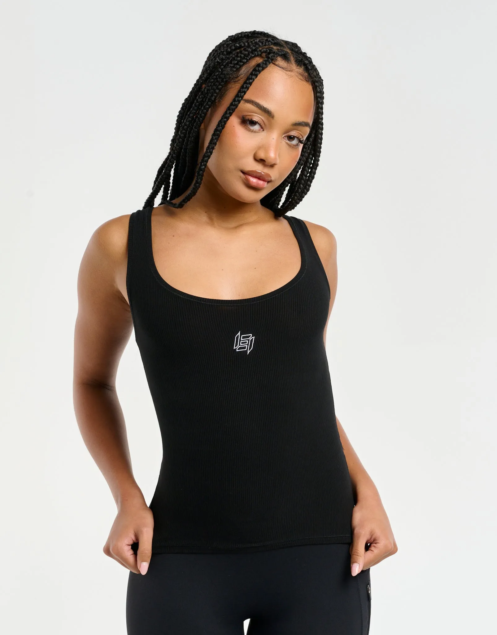 Ribbed Sculpt Tank - Black