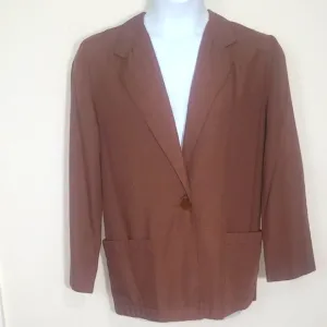 Sag Harbor Brown Blazer Lightweight Breathable Button Classic Pockets Hip Length