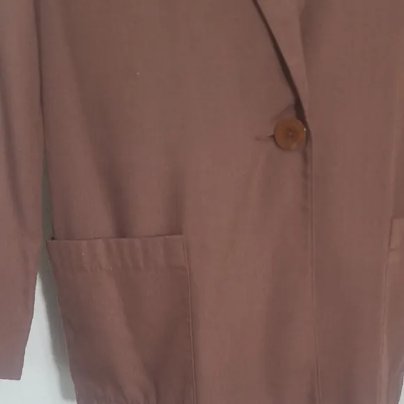 Sag Harbor Brown Blazer Lightweight Breathable Button Classic Pockets Hip Length