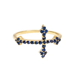 Sapphire Cross Your Fingers Ring