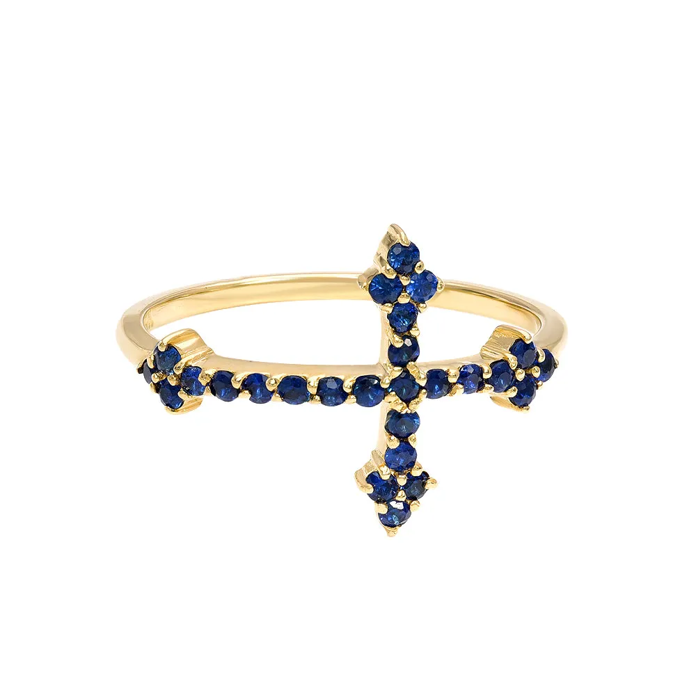 Sapphire Cross Your Fingers Ring