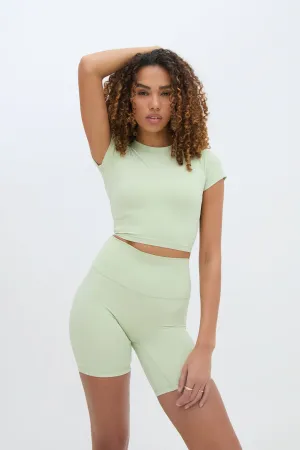 SECOND SKIN CROPPED TEE - SOFT GREEN