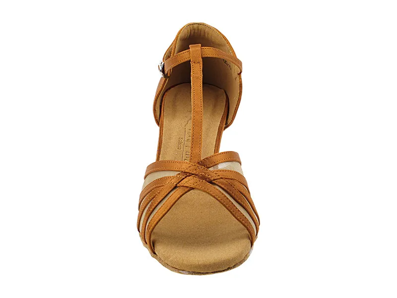 SERA16612 Dark Tan Satin & Flesh Mesh