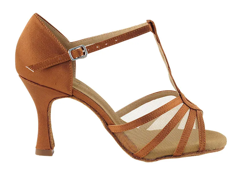 SERA1692 Dark Tan Satin & Flesh Mesh