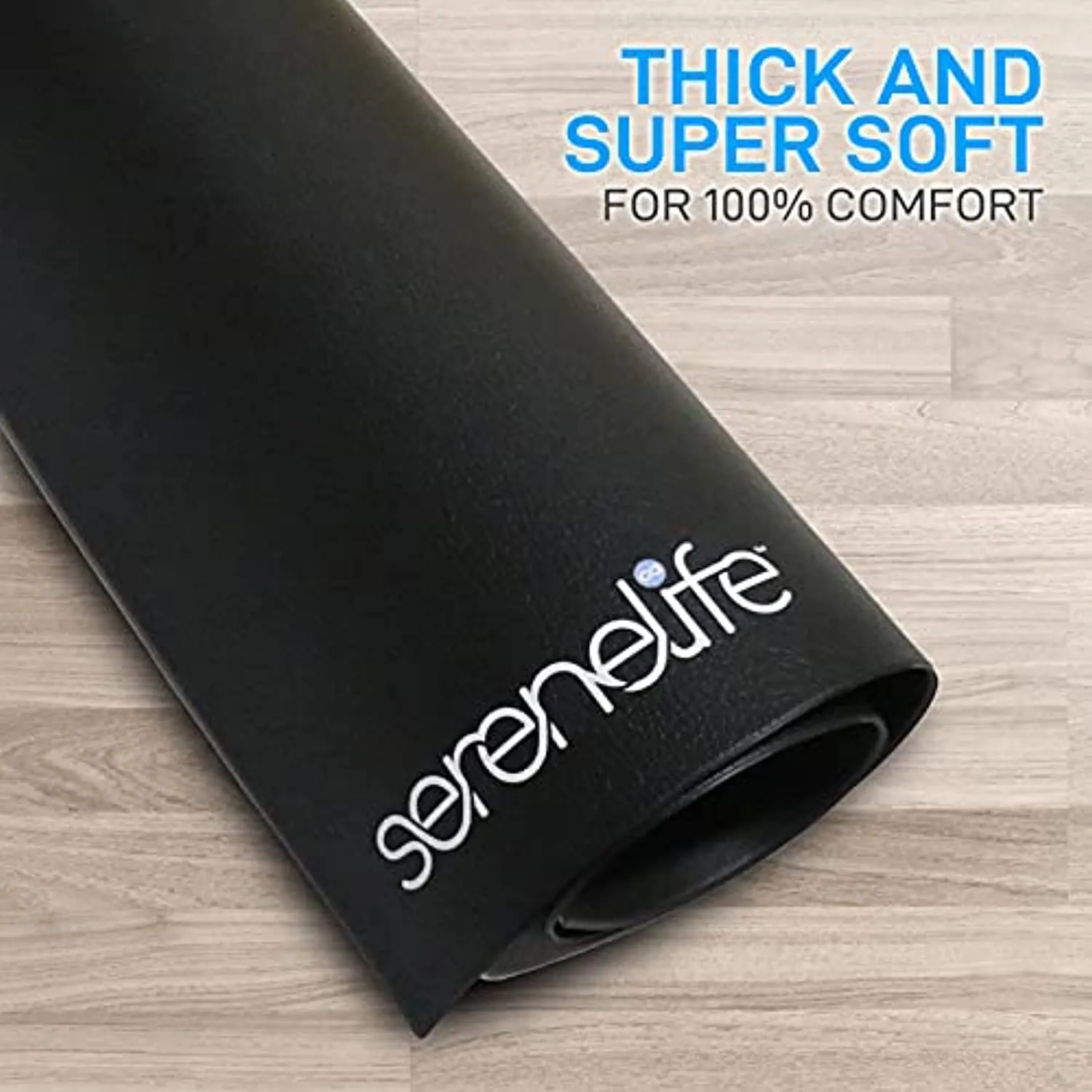 SereneLife Premium Portable Fitness Exercise Mat - 36" x 72" Non-Slip Gym Training Equipment Floor Protection - Yoga, Workout, Jump Rope - for Bigger Treadmill, Elliptical, Bike, Bench, Power Rack