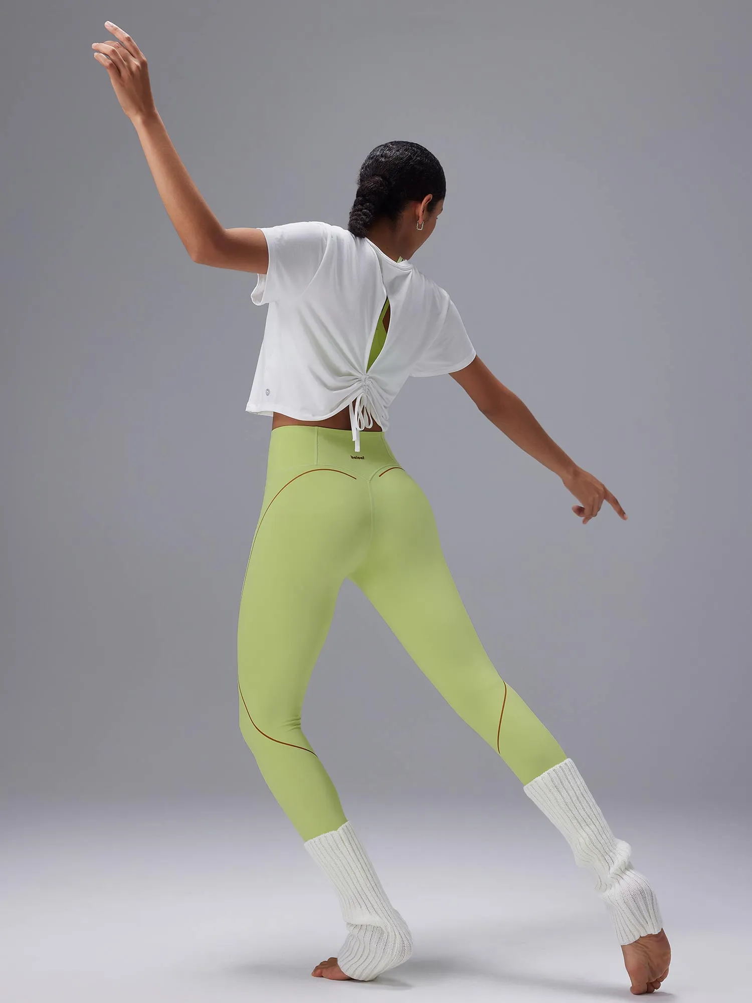 Set：Freeleaf Stripe Print Sports Bra & High Rise Leggings