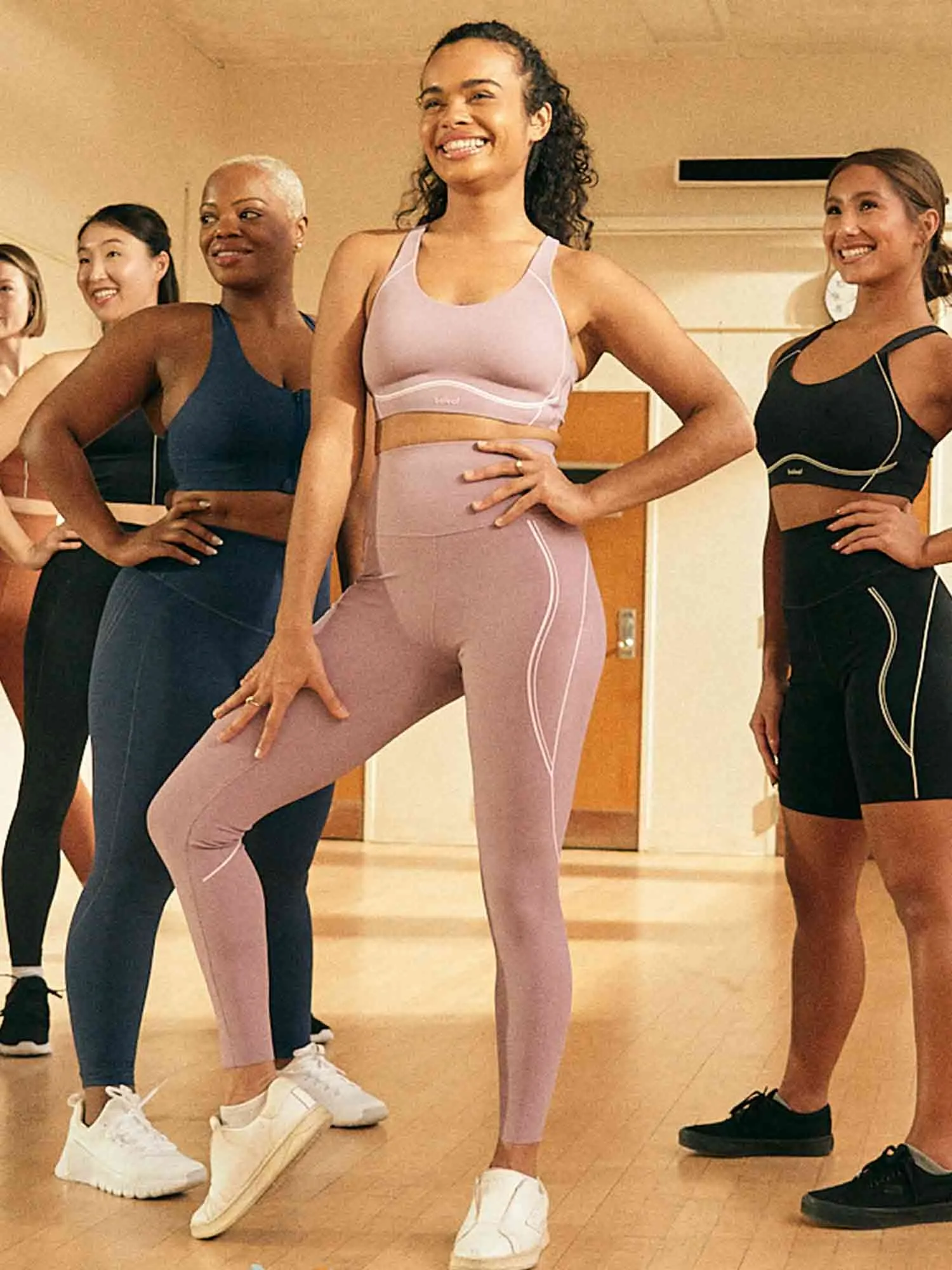 Set：Freeleaf Stripe Print Sports Bra & High Rise Leggings