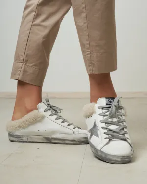 shearling sabot superstar - white/silver