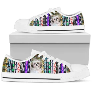 Shih Tzu Mom - Women’s Low Top Shoes White